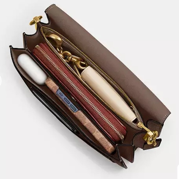 COACH Tabby Shoulder Bag 26 Polished Pebble Leather Brass/Dark Stone NWOT - Picture 3 of 14